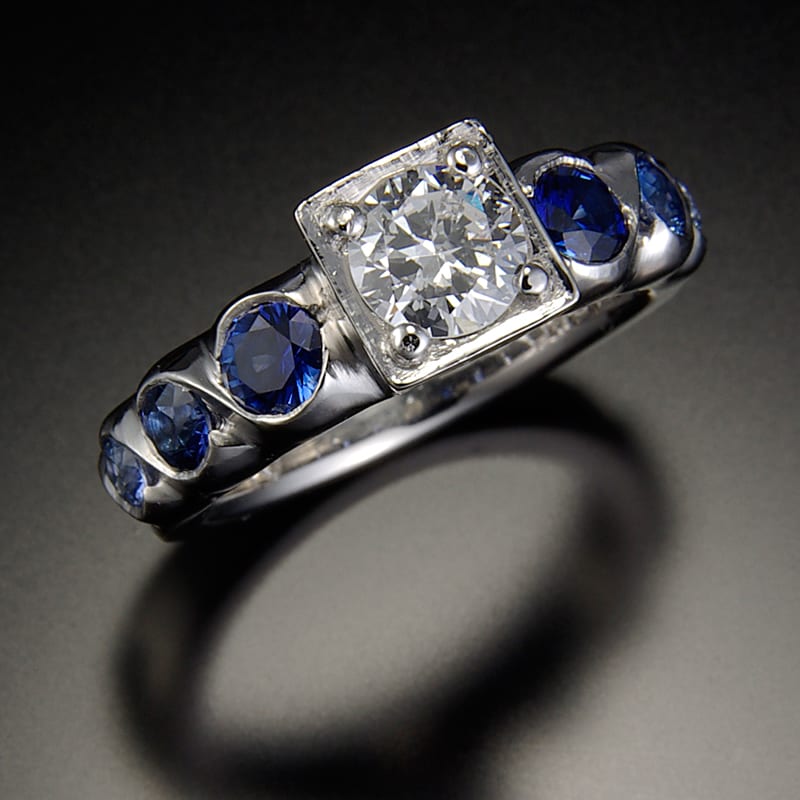 An engagement ring with eco-friendly diamonds.