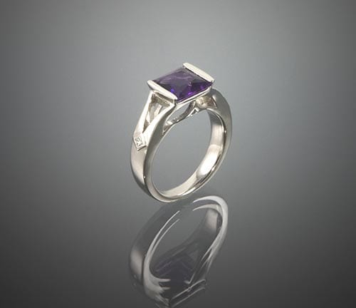 Custom amethyst ring in sterling silver.