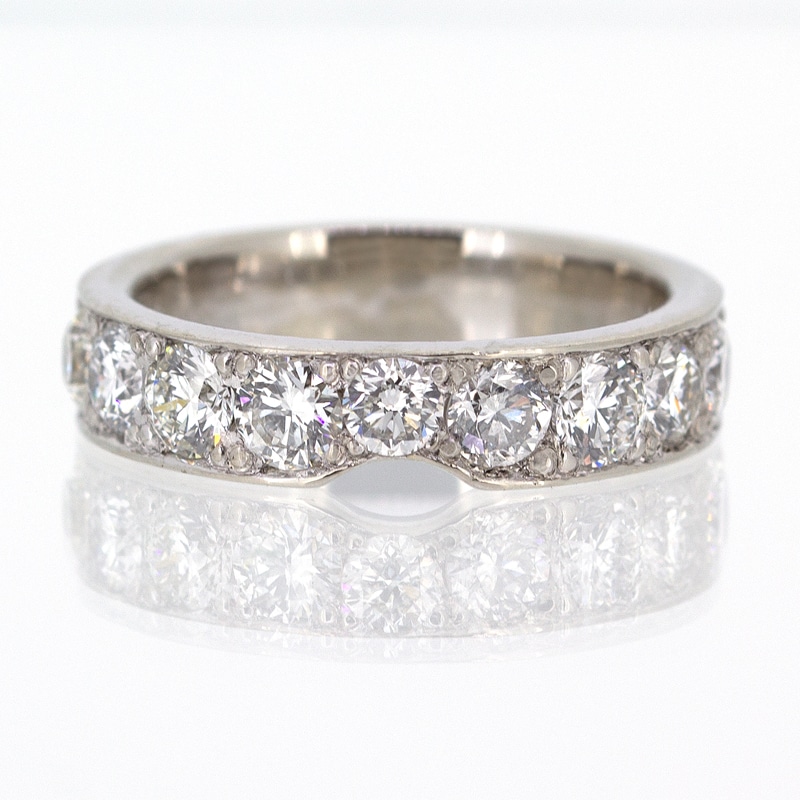 A custom 18k white gold diamond eternity ring.